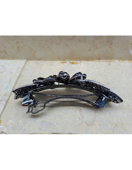 Klamra francuska KWIAT GRAFITOWE KRYSZTAŁKI Lolita Accessories