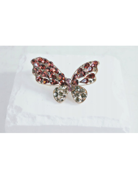 Klamra francuska MOTYL BURGUNDOWE KRYSZTAŁKI Lolita Accessories