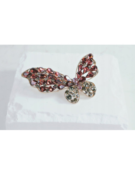 Klamra francuska MOTYL BURGUNDOWE KRYSZTAŁKI Lolita Accessories