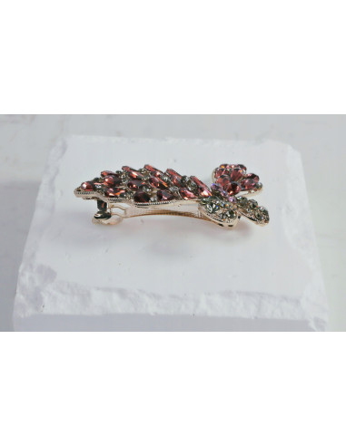 Klamra francuska MOTYL BURGUNDOWE KRYSZTAŁKI...