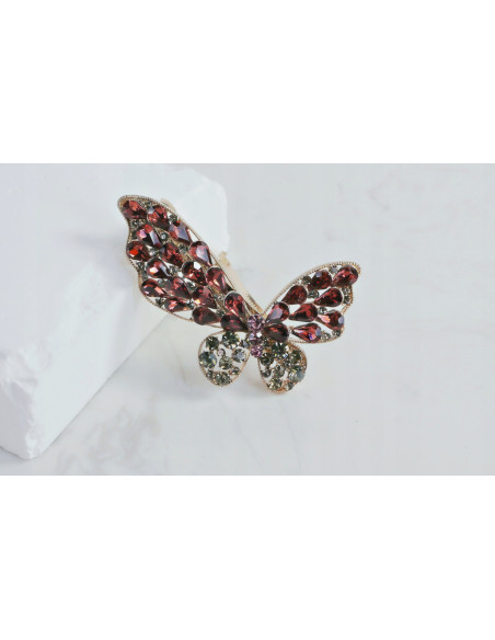 Klamra francuska MOTYL BURGUNDOWE KRYSZTAŁKI Lolita Accessories
