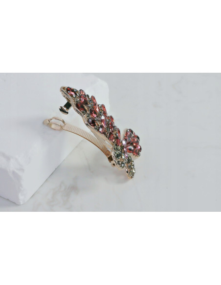 Klamra francuska MOTYL BURGUNDOWE KRYSZTAŁKI Lolita Accessories