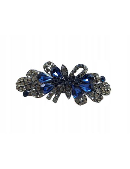 Klamra francuska KWIAT Z CEKINAMI GRANATOWE KRYSZTAŁKI Lolita Accessories