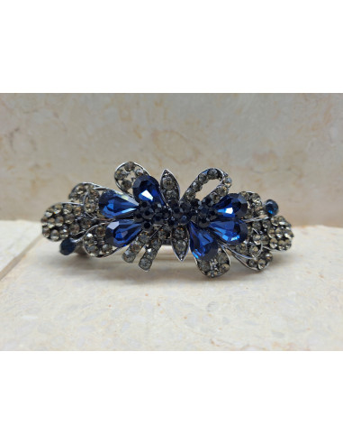 Klamra francuska KWIAT Z CEKINAMI GRANATOWE...