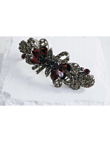 Klamra francuska KWIAT Z CEKINAMI BURGUNDOWE...