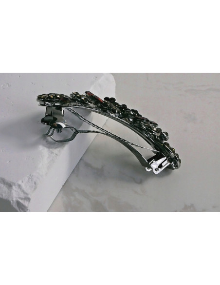 Klamra francuska KWIAT Z CEKINAMI BURGUNDOWE KRYSZTAŁKI Lolita Accessories