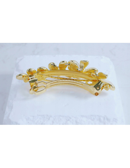 Klamra francuska KWIATKI BIAŁO-GRAFITOWE Lolita Accessories