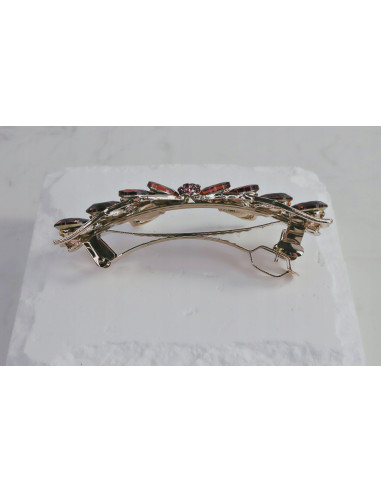 Klamra francuska MOTYL BURGUNDOWE KRYSZTAŁKI...