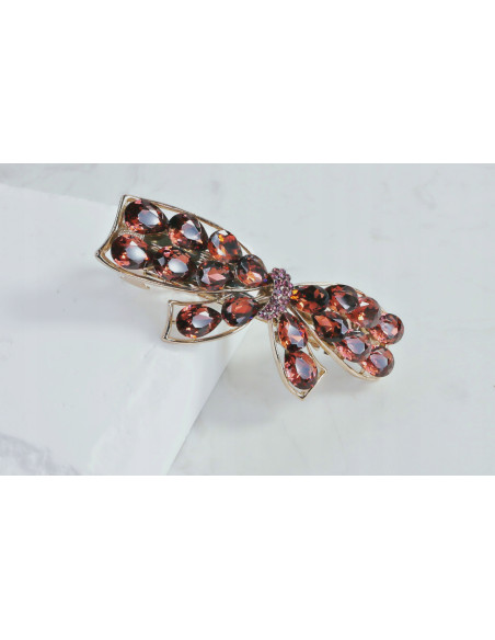 Klamra francuska MOTYL BURGUNDOWE KRYSZTAŁKI Lolita Accessories