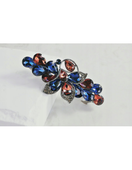 Klamra francuska KWIAT BURGUNDOWO-GRANATOWE KRYSZTAŁKI Lolita Accessories