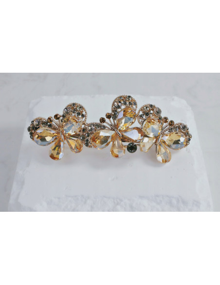 Klamra francuska 3 MOTYLE MIODOWE KRYSZTAŁKI Lolita Accessories