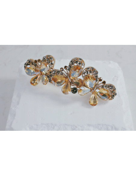 Klamra francuska 3 MOTYLE MIODOWE KRYSZTAŁKI Lolita Accessories