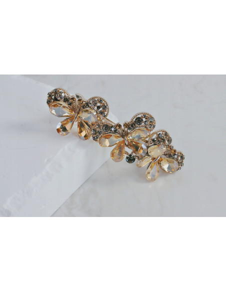 Klamra francuska 3 MOTYLE MIODOWE KRYSZTAŁKI Lolita Accessories