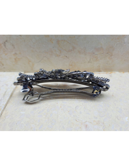 Klamra francuska BURGUNDOWY KWIAT KRYSZTAŁKI I CYRKONIE Lolita Accessories