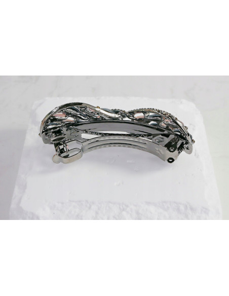 Klamra francuska KOKARDA ODCIENIE SZAROŚCI Z RÓŻEM Lolita Accessories