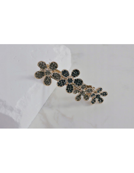 Klamra francuska 4 KWIATKI WYSADZANE KRYSZTAŁKAMI Lolita Accessories