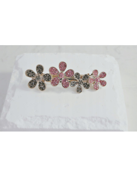 Klamra francuska 4 KWIATKI WYSADZANE KRYSZTAŁKAMI Lolita Accessories