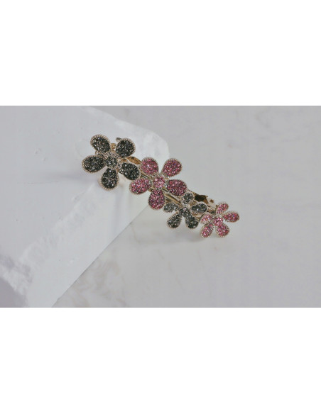 Klamra francuska 4 KWIATKI WYSADZANE KRYSZTAŁKAMI Lolita Accessories