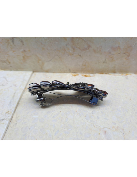 Klamra francuska A'LA KOKARDA BURGUNDOWE KRYSZTAŁKI Lolita Accessories