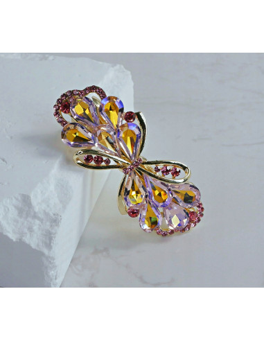 Klamra francuska ZŁOTA KOKARDA I RÓŻOWE...