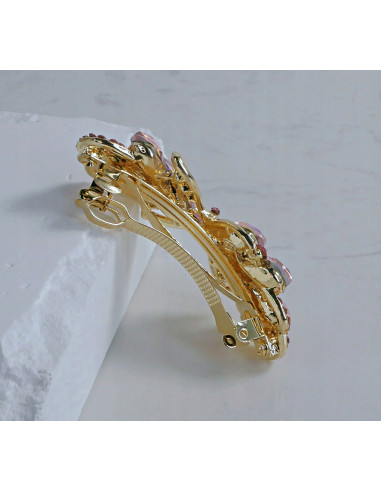 Klamra francuska ZŁOTA KOKARDA I RÓŻOWE...