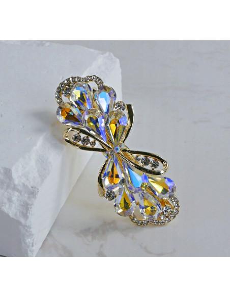 Klamra francuska ZŁOTA KOKARDA I CRYSTAL AB KRYSZTAŁKI Lolita Accessories