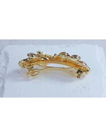 Klamra francuska ZŁOTA KOKARDA I BRĄZOWE KRYSZTAŁKI Lolita Accessories