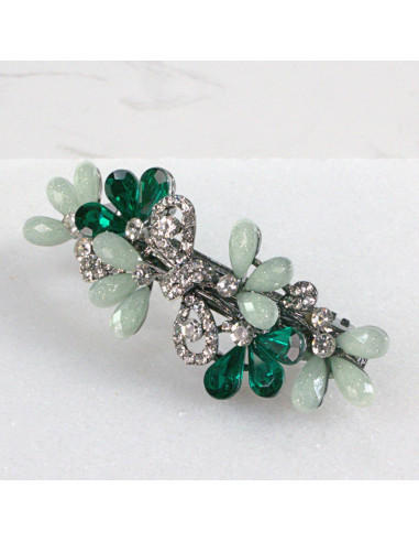 Klamra francuska kwiatki kryształki z kokarda...