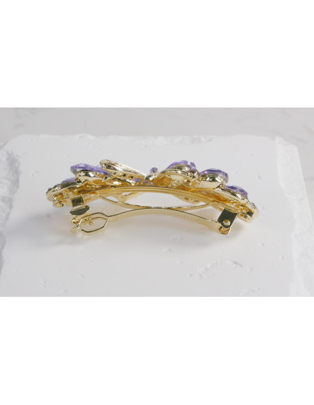 Klamra francuska ZŁOTA KOKARDA I FIOLETOWE KRYSZTAŁKI Lolita Accessories