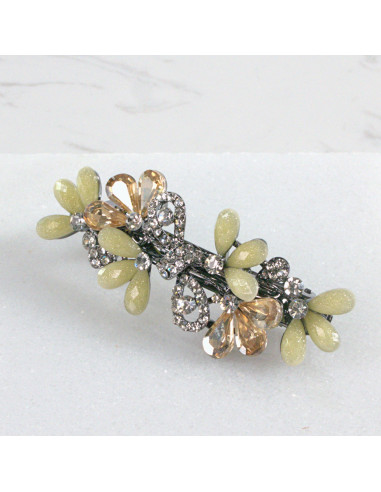 Klamra francuska kwiatki kryształki z kokarda...