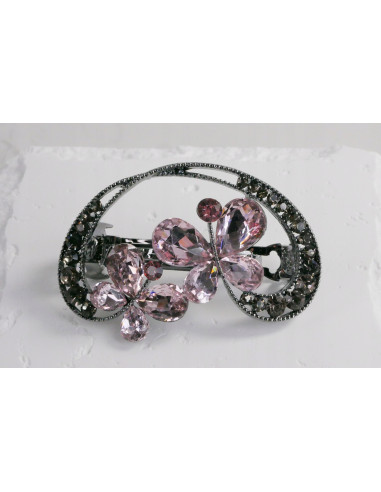 Klamra francuska OKRĄGŁA MOTYLKI RÓŻOWE Lolita...