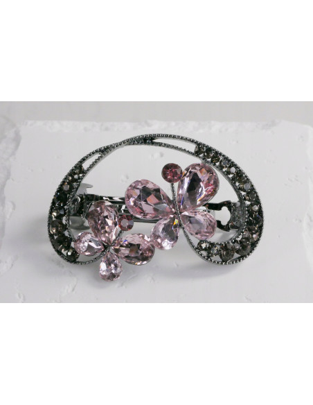 Klamra francuska OKRĄGŁA MOTYLKI RÓŻOWE Lolita Accessories