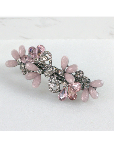 Klamra francuska kwiatki kryształki z kokarda...