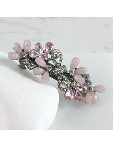 Klamra francuska kwiatki kryształki z kokarda  Lolita akcesoria