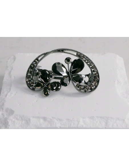 Klamra francuska OKRĄGŁA MOTYLKI GRAFITOWE Lolita Accessories