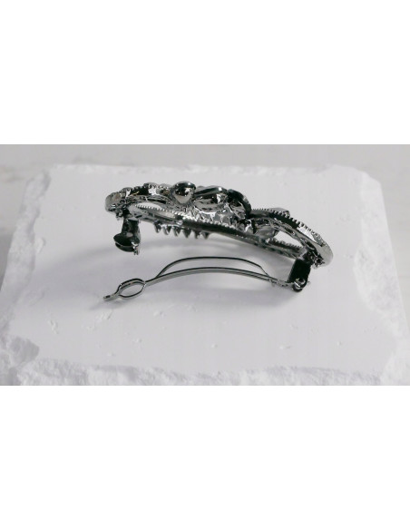 Klamra francuska OKRĄGŁA MOTYLKI GRAFITOWE Lolita Accessories