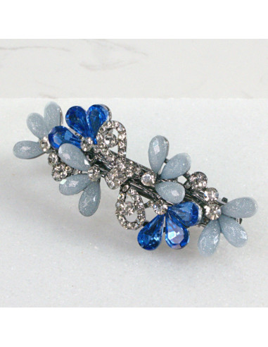 Klamra francuska kwiatki kryształki z kokarda...
