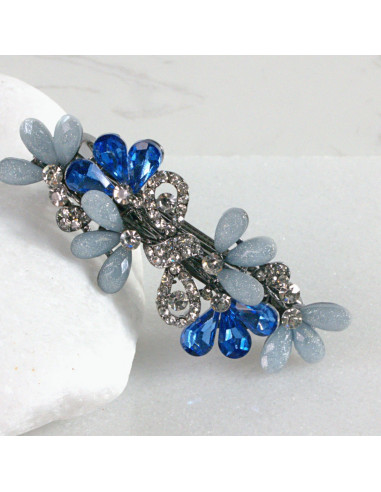 Klamra francuska kwiatki kryształki z kokarda...