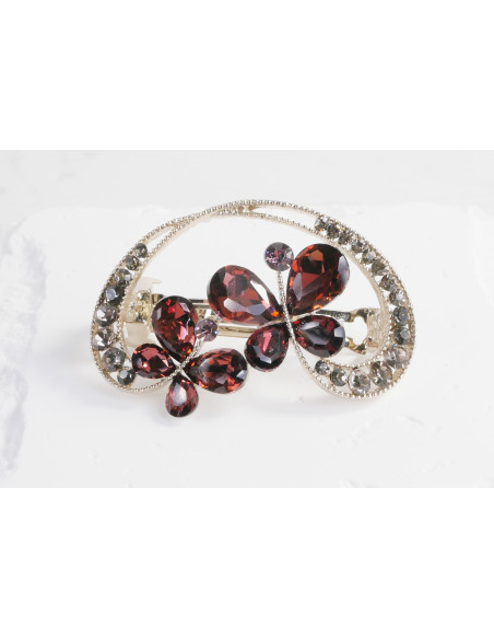 Klamra francuska OKRĄGŁA MOTYLKI BURGUNDOWE Lolita Accessories