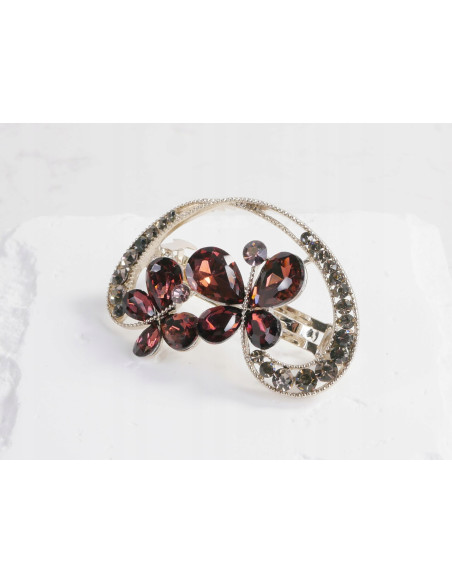 Klamra francuska OKRĄGŁA MOTYLKI BURGUNDOWE Lolita Accessories
