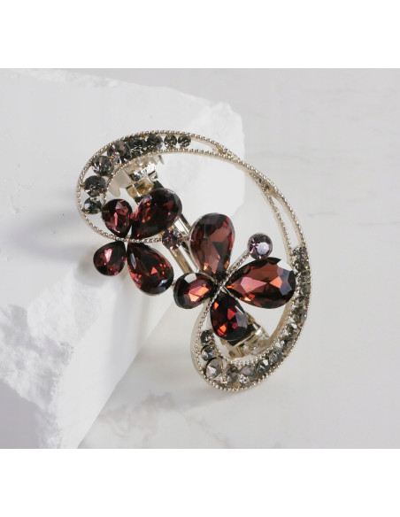 Klamra francuska OKRĄGŁA MOTYLKI BURGUNDOWE Lolita Accessories