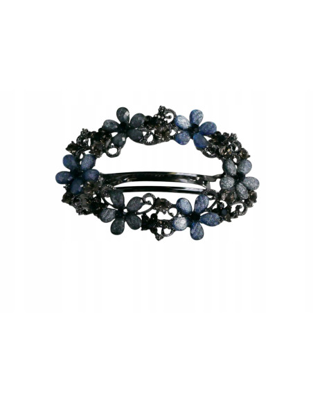 Klamra francuska OKRĄGŁA KWIATKI ODCIENIE SZAROŚCI Lolita Accessories