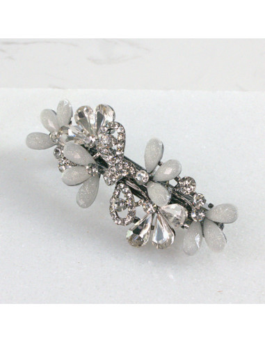 Klamra francuska kwiatki kryształki z kokarda...