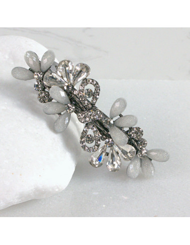 Klamra francuska kwiatki kryształki z kokarda...