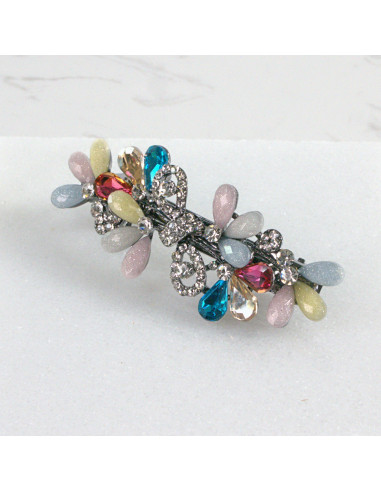 Klamra francuska kwiatki kryształki z kokarda...