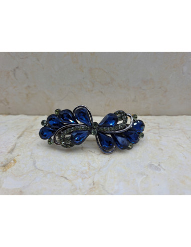 Klamra francuska GRANATOWE KWIATKI Z...