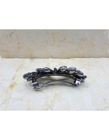 Klamra francuska GRANATOWE KWIATKI Z...