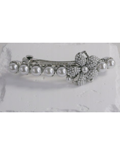 Klamra francuska SREBRNY KWIAT Z PERŁAMI Lolita Accessories 2