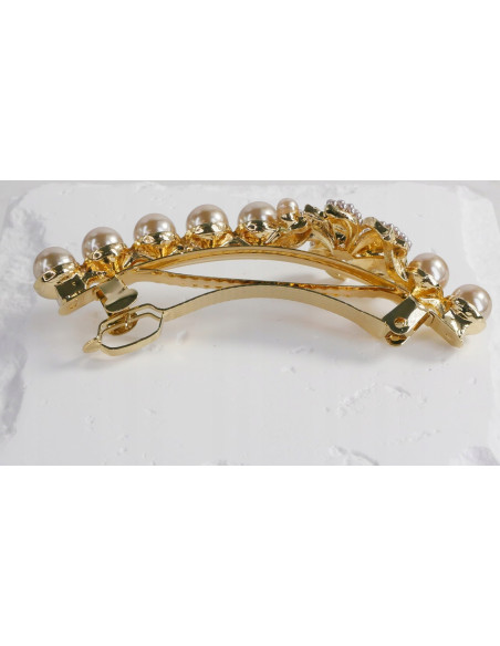 Klamra francuska ZŁOTY KWIAT Z PERŁAMI Lolita Accessories