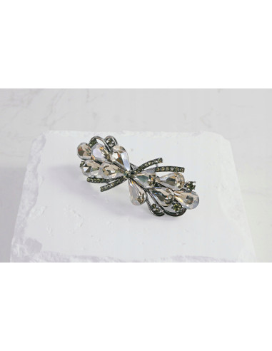 Klamra francuska KWIAT GRAFITOWE KRYSZTAŁKI...